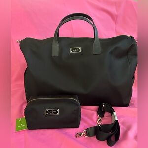 Kate Spade - weekend bag with strap and matching makeup bag.  NWT